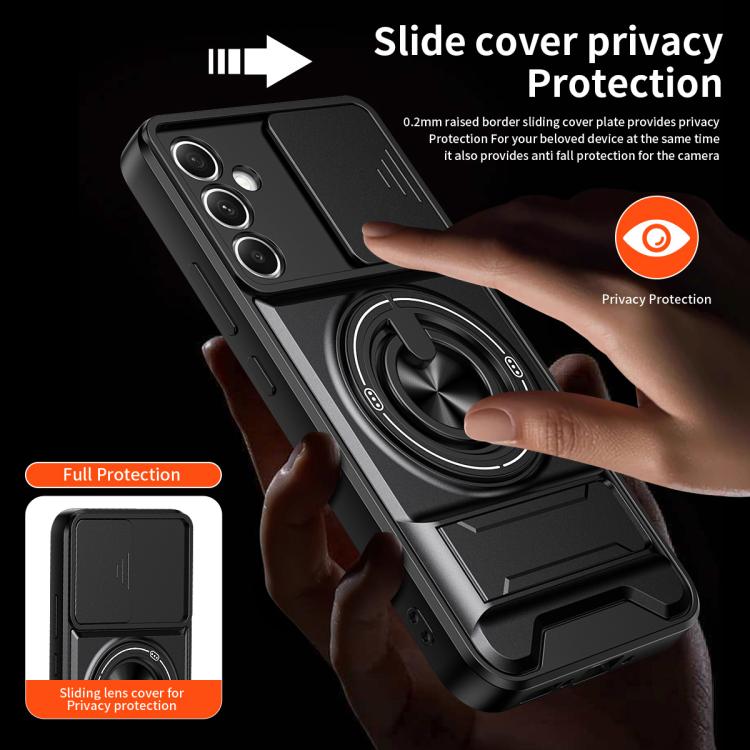 For Samsung Galaxy A34 5G Lens Sliding Window Multifunctional Magnetic Shockproof Phone Case