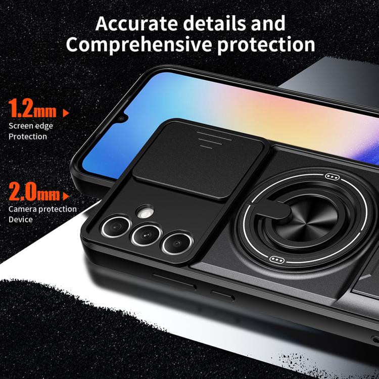For Samsung Galaxy A34 5G Lens Sliding Window Multifunctional Magnetic Shockproof Phone Case