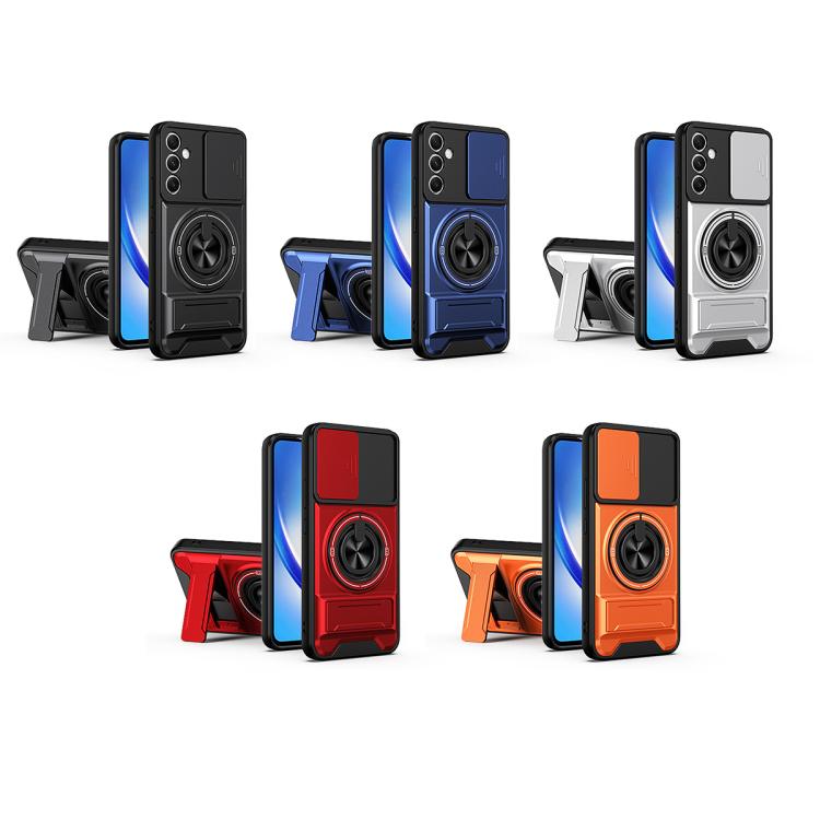 For Samsung Galaxy A34 5G Lens Sliding Window Multifunctional Magnetic Shockproof Phone Case
