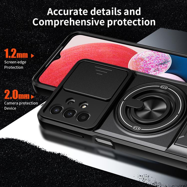 For Samsung Galaxy A13 4G Lens Sliding Window Multifunctional Magnetic Shockproof Phone Case