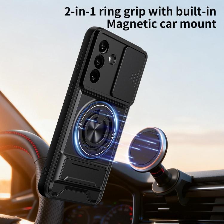 For Samsung Galaxy A57 5G Lens Sliding Window Multifunctional Magnetic Shockproof Phone Case