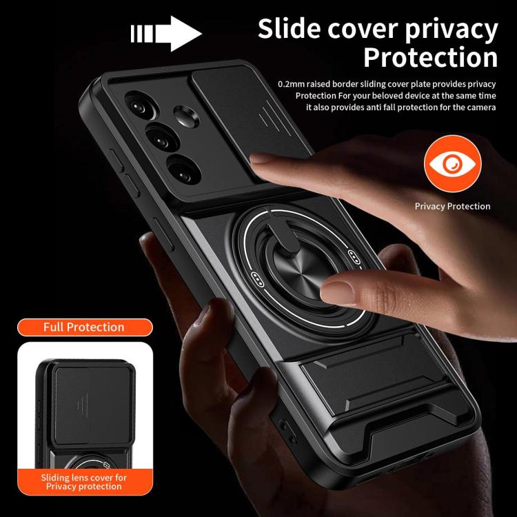 For Samsung Galaxy A27 5G Lens Sliding Window Multifunctional Magnetic Shockproof Phone Case