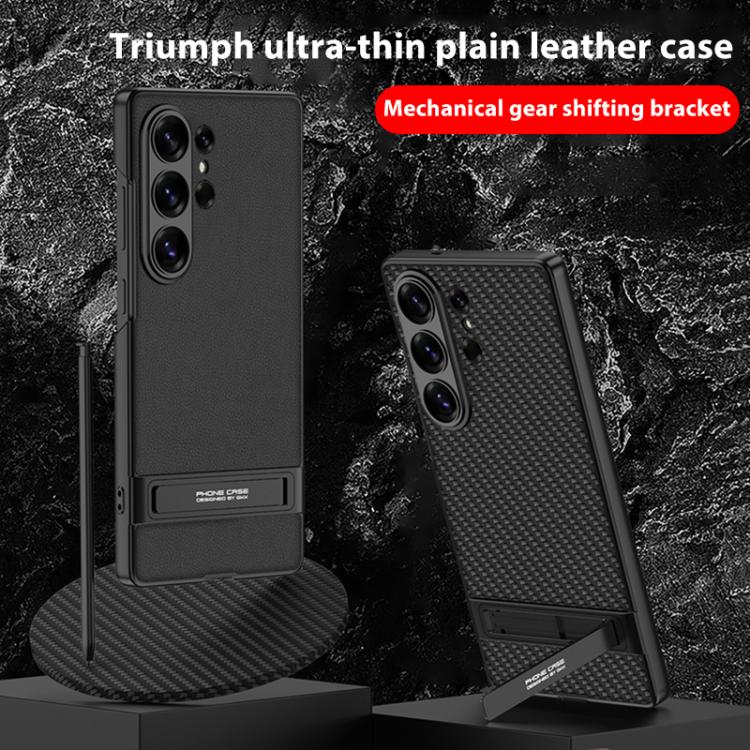 For Samsung Galaxy S26 Ultra 5G GKK Triumph Ultra-Thin Plain Leather Phone Case with Holder