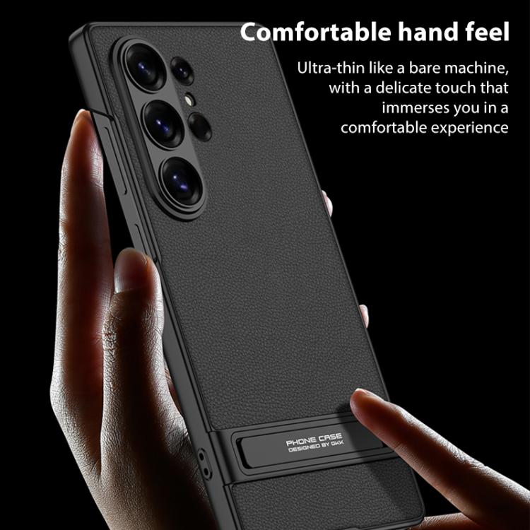 For Samsung Galaxy S26 Ultra 5G GKK Triumph Ultra-Thin Plain Leather Phone Case with Holder