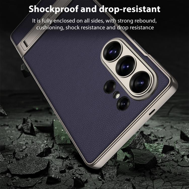 For Samsung Galaxy S26 Ultra 5G GKK Triumph Ultra-Thin Plain Leather Phone Case with Holder