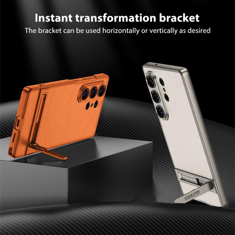 For Samsung Galaxy S26 Ultra 5G GKK Triumph Ultra-Thin Plain Leather Phone Case with Holder