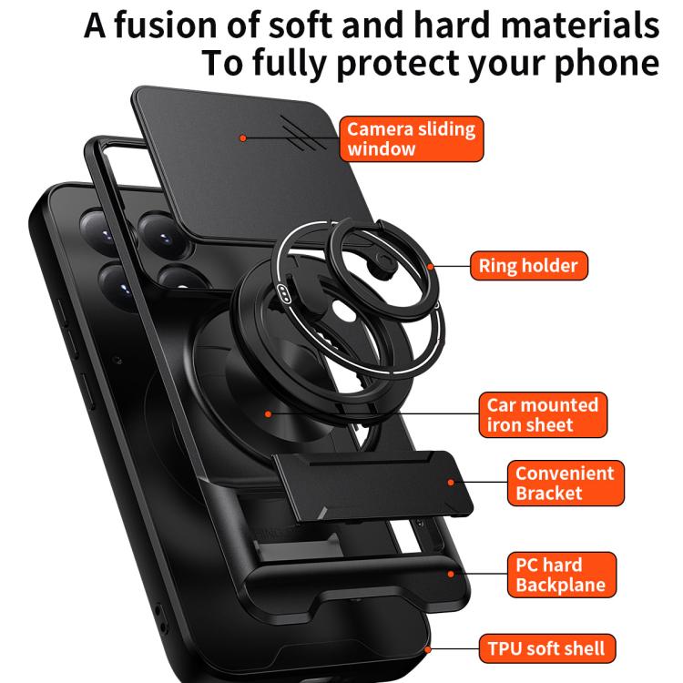 For Xiaomi 15T 5G Lens Sliding Window Multifunctional Magnetic Shockproof Phone Case