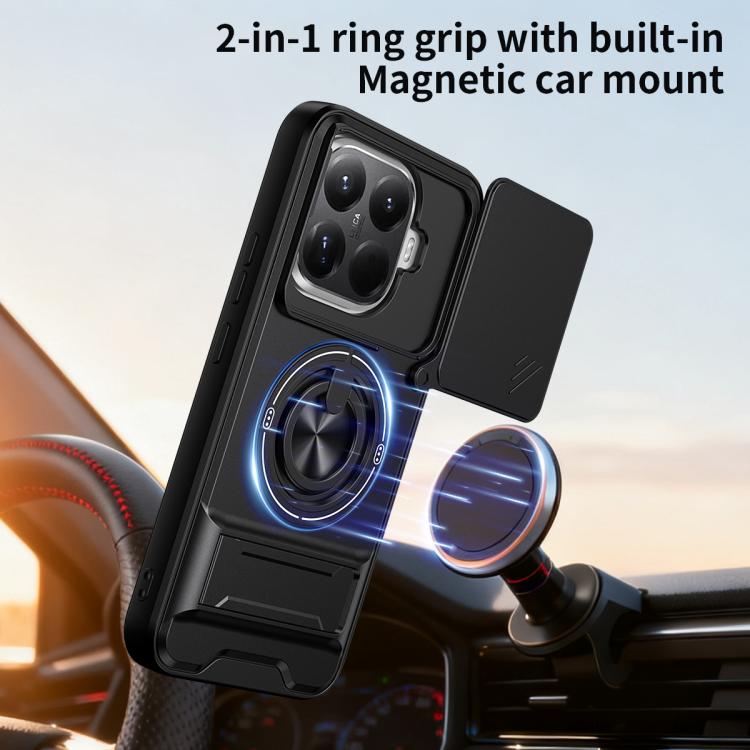 For Xiaomi 15T Pro 5G Lens Sliding Window Multifunctional Magnetic Shockproof Phone Case