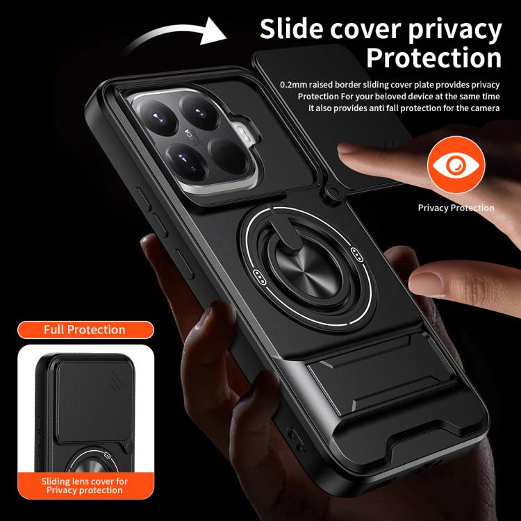 For Xiaomi 15T Pro 5G Lens Sliding Window Multifunctional Magnetic Shockproof Phone Case