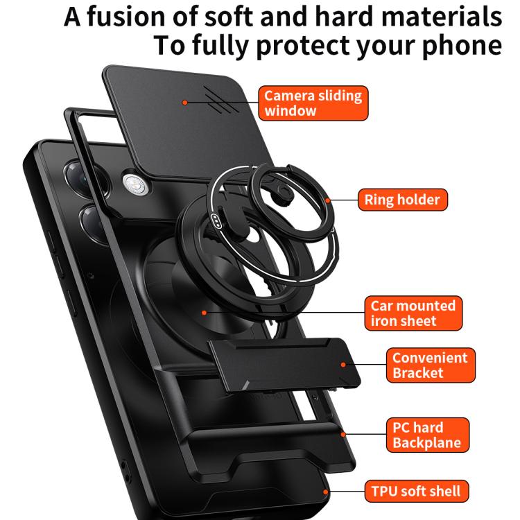 For Xiaomi Poco M7 Pro 5G Lens Sliding Window Multifunctional Magnetic Shockproof Phone Case