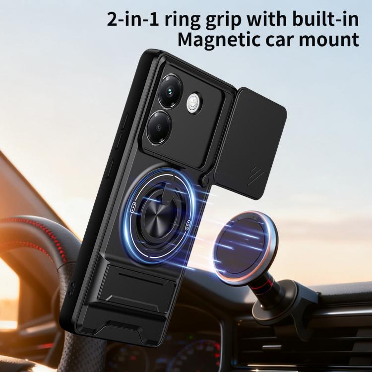 For Xiaomi Poco M7 Pro 5G Lens Sliding Window Multifunctional Magnetic Shockproof Phone Case