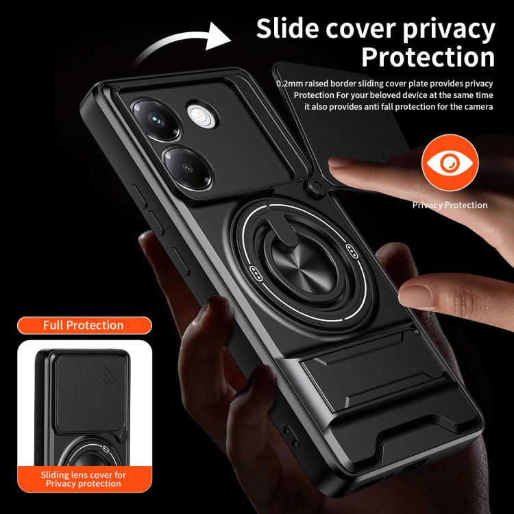 For Xiaomi Poco M7 Pro 5G Lens Sliding Window Multifunctional Magnetic Shockproof Phone Case