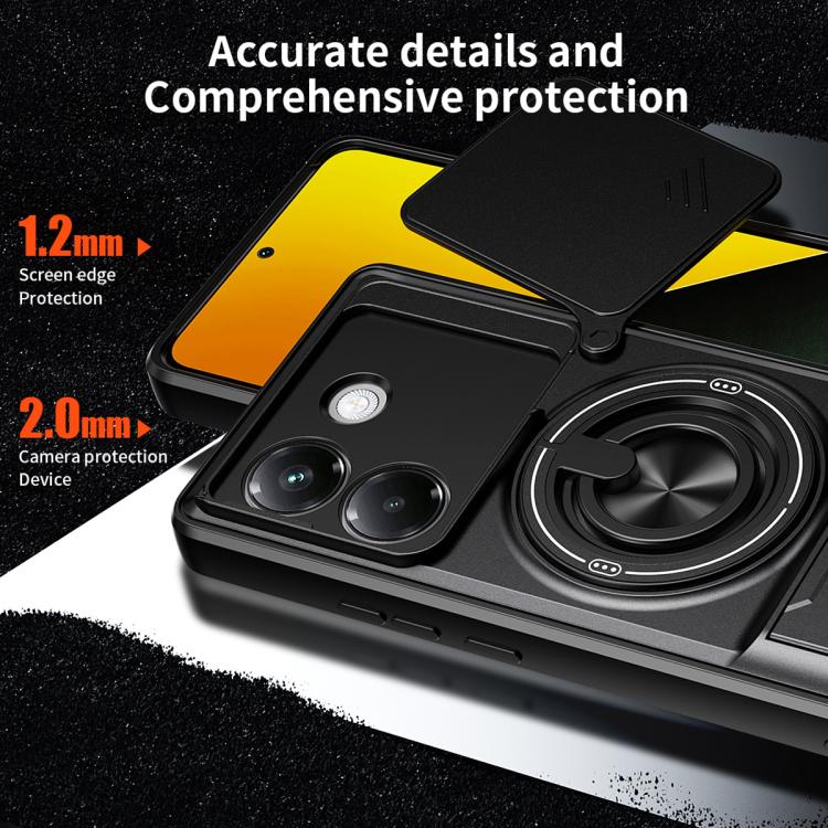 For Xiaomi Poco M7 Pro 5G Lens Sliding Window Multifunctional Magnetic Shockproof Phone Case