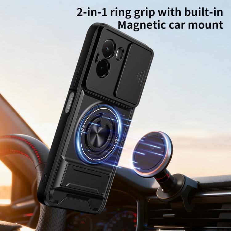 For Xiaomi Poco M7 4G 169mm Lens Sliding Window Multifunctional Magnetic Shockproof Phone Case