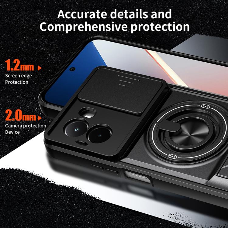 For Xiaomi Poco M7 4G 169mm Lens Sliding Window Multifunctional Magnetic Shockproof Phone Case