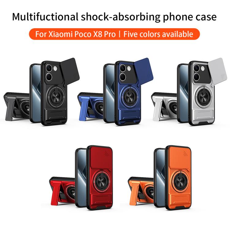 For Xiaomi Poco X8 Pro 5G Lens Sliding Window Multifunctional Magnetic Shockproof Phone Case