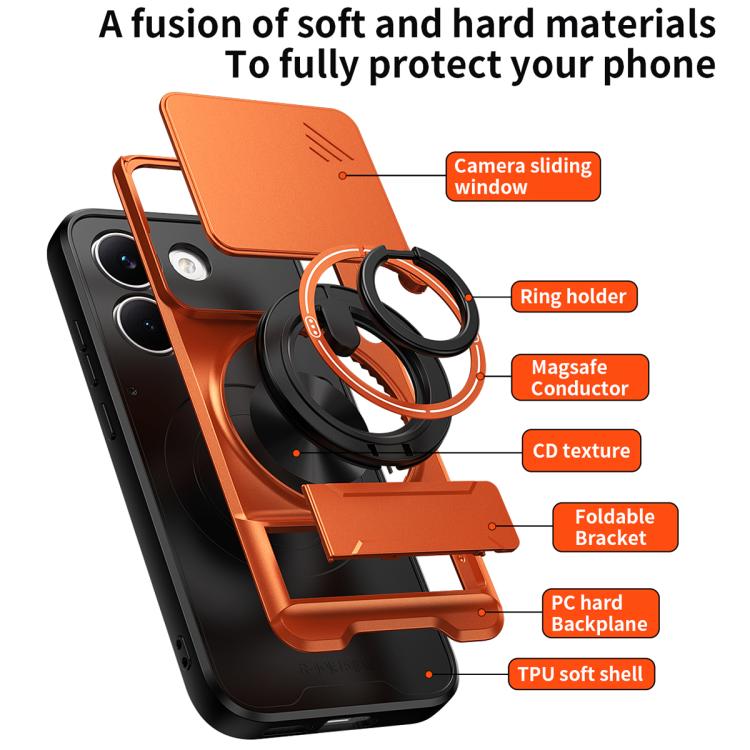 For Xiaomi Poco X8 Pro 5G Lens Sliding Window Multifunctional Magnetic Shockproof Phone Case