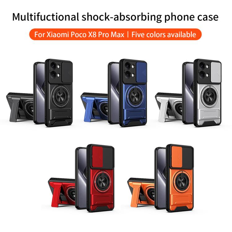 For Xiaomi Poco X8 Pro Max 5G Lens Sliding Window Multifunctional Magnetic Shockproof Phone Case