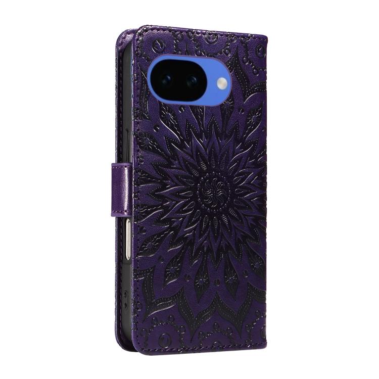 For Google Pixel 10a Embossed Sunflower Pattern Flip Leather Phone Case