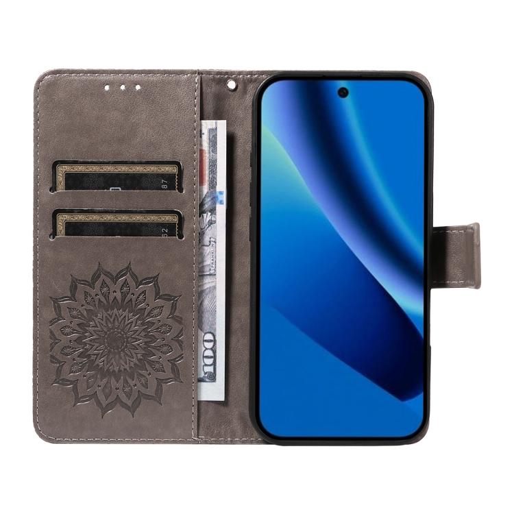 For Google Pixel 10a Embossed Sunflower Pattern Flip Leather Phone Case