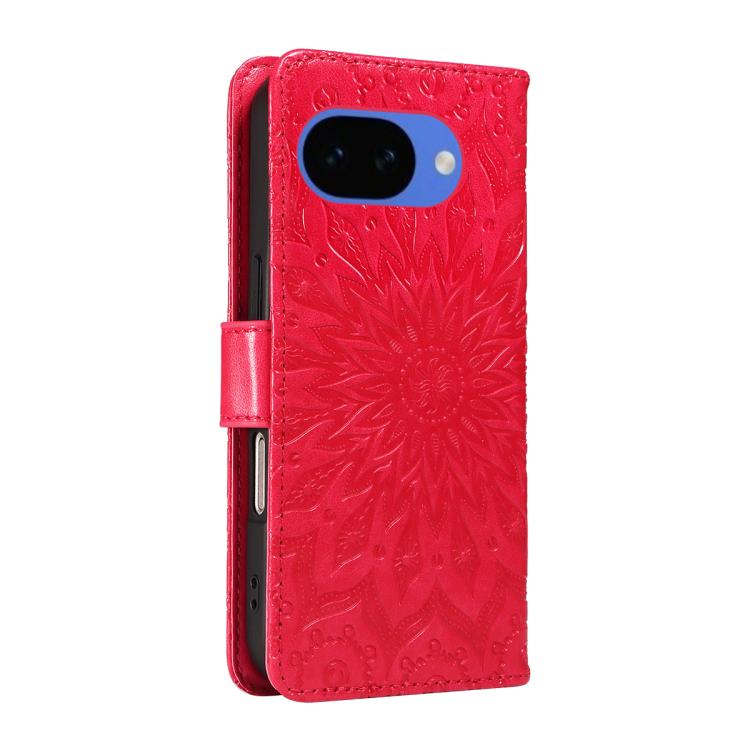 For Google Pixel 10a Embossed Sunflower Pattern Flip Leather Phone Case