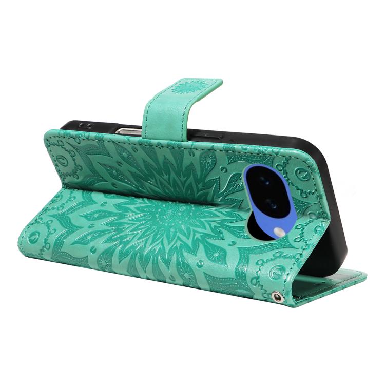 For Google Pixel 10a Embossed Sunflower Pattern Flip Leather Phone Case