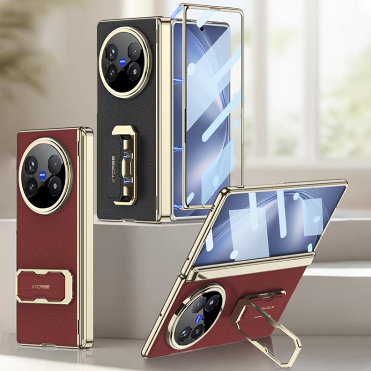 For vivo X Fold5 GKK Magnetic Folding Hinge Leather Phone Case with Wristband & Rotating Holder