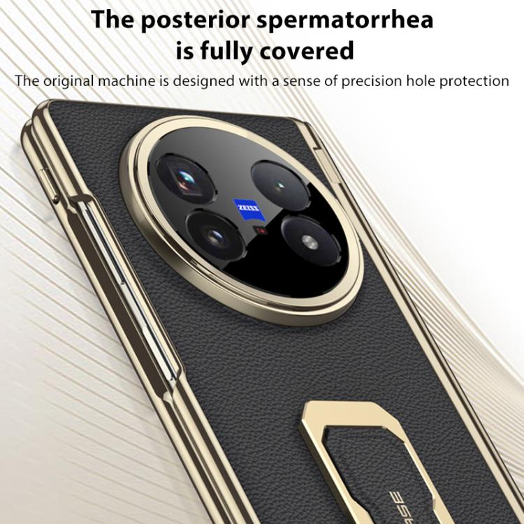 For vivo X Fold5 GKK Magnetic Folding Hinge Leather Phone Case with Wristband & Rotating Holder