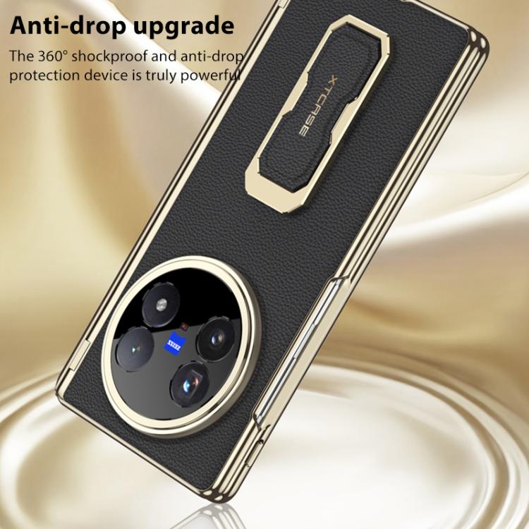 For vivo X Fold5 GKK Magnetic Folding Hinge Leather Phone Case with Wristband & Rotating Holder