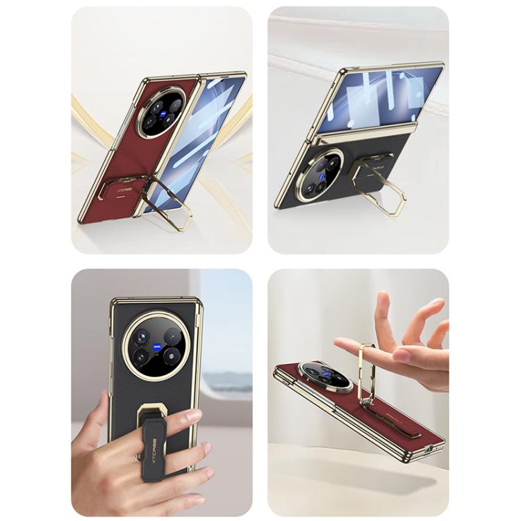 For vivo X Fold5 GKK Magnetic Folding Hinge Leather Phone Case with Wristband & Rotating Holder