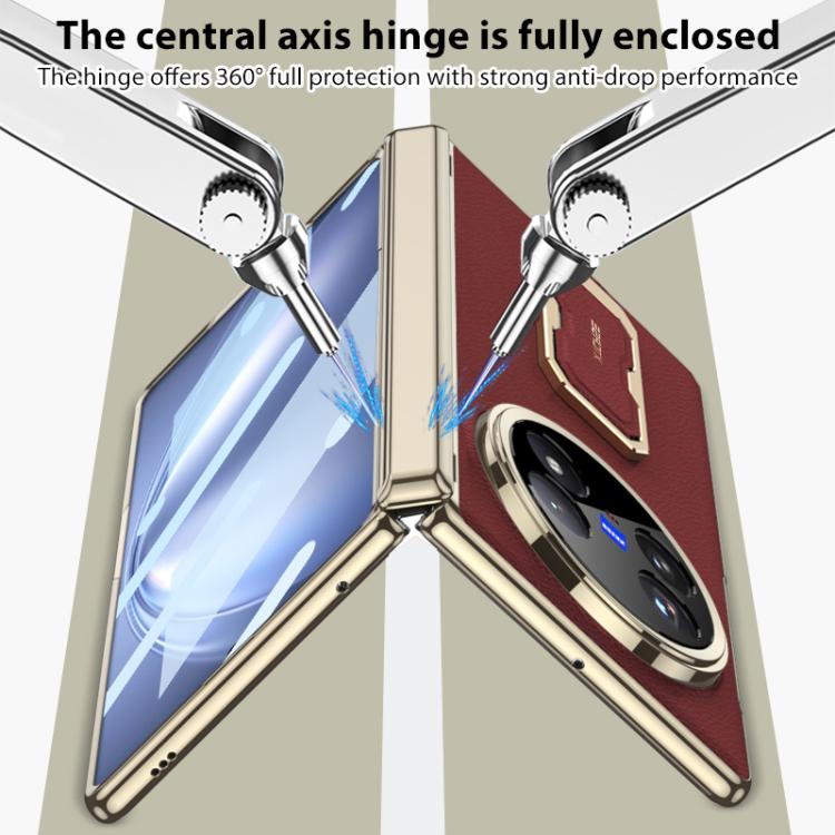 For vivo X Fold5 GKK Magnetic Folding Hinge Leather Phone Case with Wristband & Rotating Holder