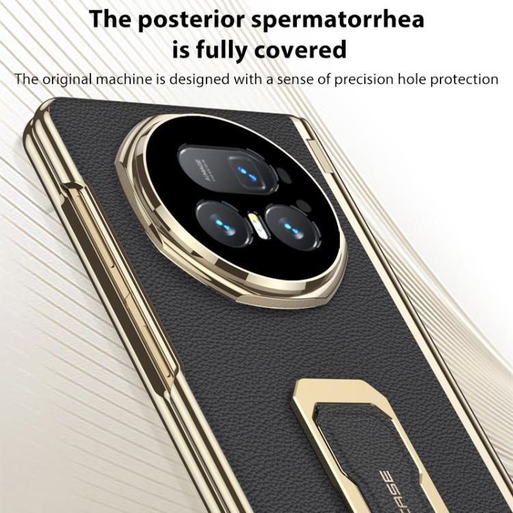 For Honor Magic V5 GKK Magnetic Folding Hinge Leather Phone Case with Wristband & Rotating Holder
