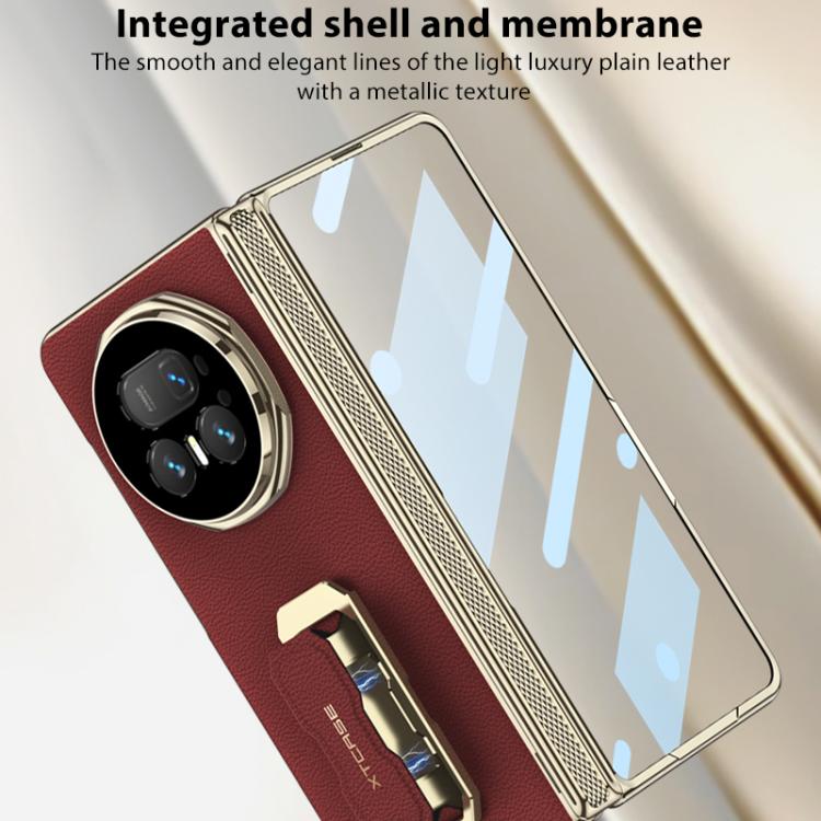 For Honor Magic V5 GKK Magnetic Folding Hinge Leather Phone Case with Wristband & Rotating Holder