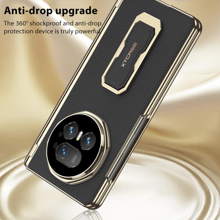 For Honor Magic V5 GKK Magnetic Folding Hinge Leather Phone Case with Wristband & Rotating Holder