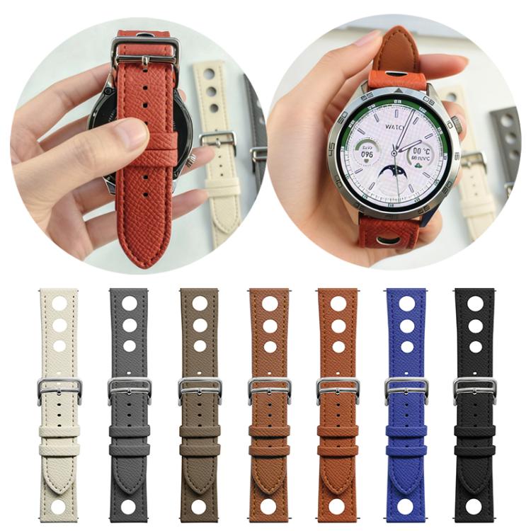 20mm xDfind Flat-head Hole Palm Texture Vegan Leather Watch Band