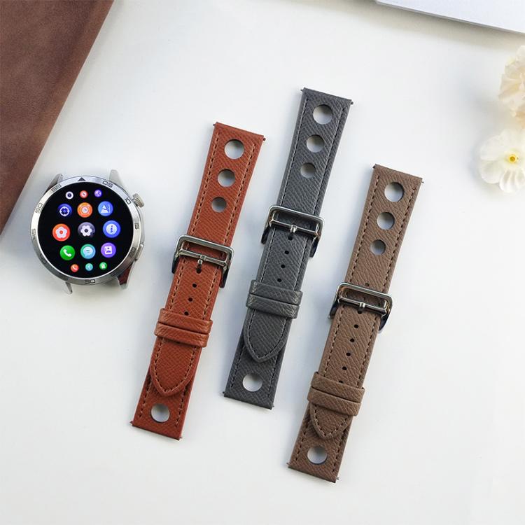 20mm xDfind Flat-head Hole Palm Texture Vegan Leather Watch Band
