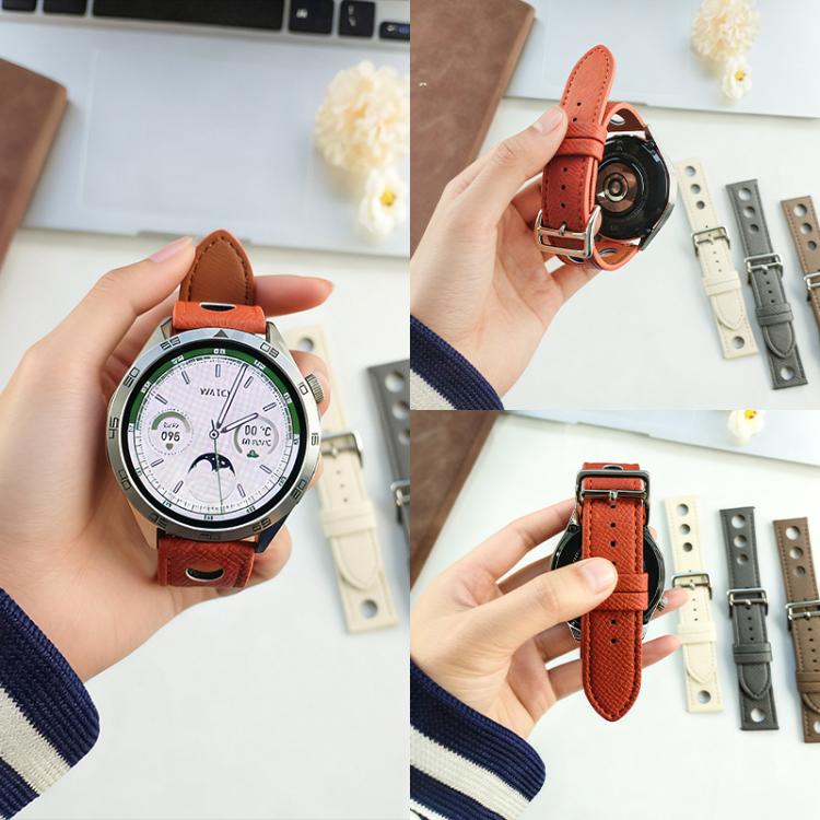 20mm xDfind Flat-head Hole Palm Texture Vegan Leather Watch Band