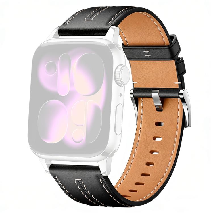 For Apple Watch 42 / 44 / 45 / 46 / 49mm xDfind Composite Cowhide Texture Vegan Leather Watch Band