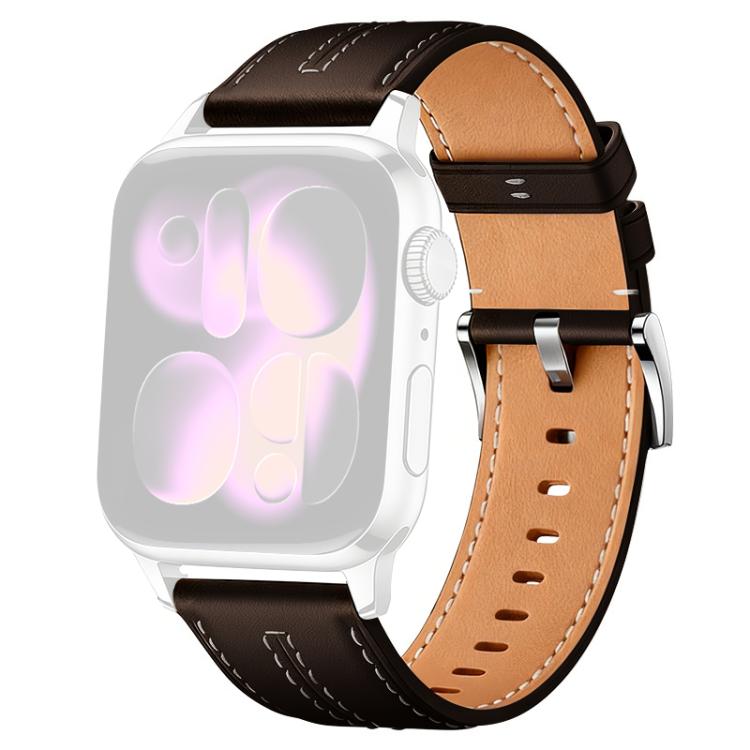 For Apple Watch 42 / 44 / 45 / 46 / 49mm xDfind Composite Cowhide Texture Vegan Leather Watch Band