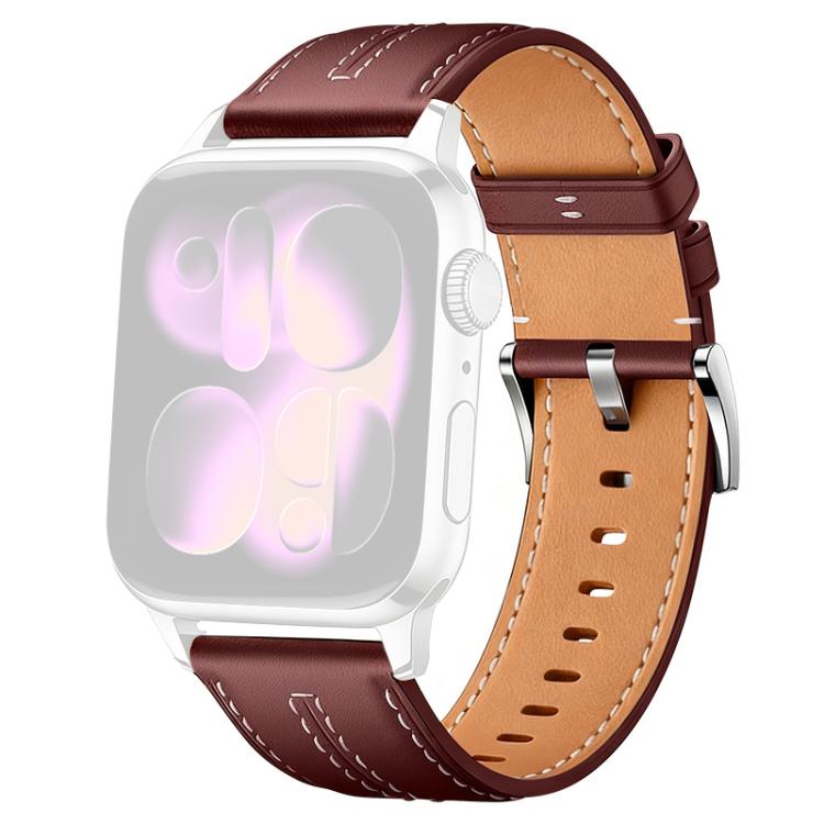 For Apple Watch 42 / 44 / 45 / 46 / 49mm xDfind Composite Cowhide Texture Vegan Leather Watch Band