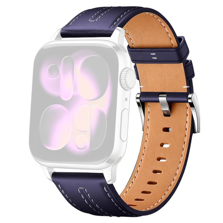 For Apple Watch 42 / 44 / 45 / 46 / 49mm xDfind Composite Cowhide Texture Vegan Leather Watch Band