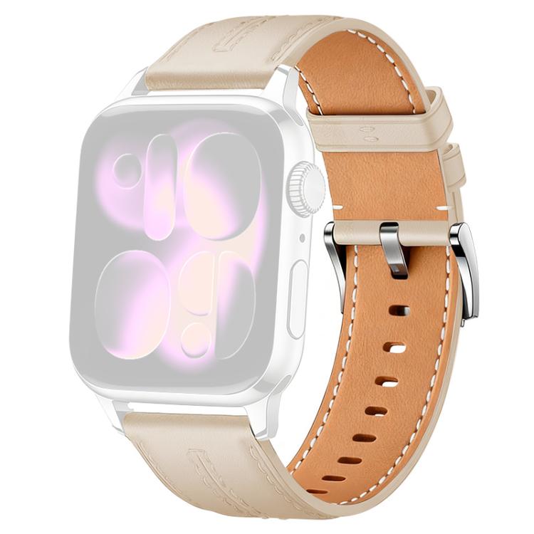 For Apple Watch 42 / 44 / 45 / 46 / 49mm xDfind Composite Cowhide Texture Vegan Leather Watch Band