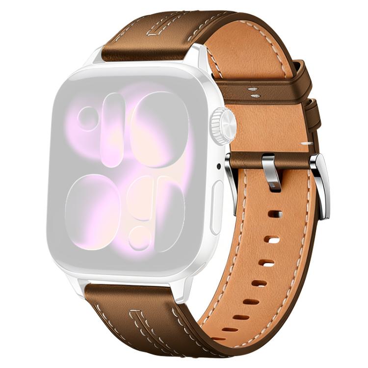 For Apple Watch 42 / 44 / 45 / 46 / 49mm xDfind Composite Cowhide Texture Vegan Leather Watch Band