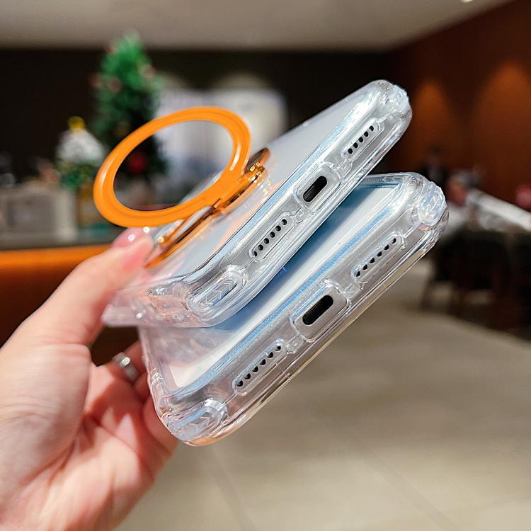 For iPhone 17 Pro Transparent Pivot Metal Holder Magnetic Phone Case