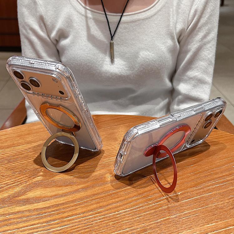 For iPhone 17 Pro Transparent Pivot Metal Holder Magnetic Phone Case