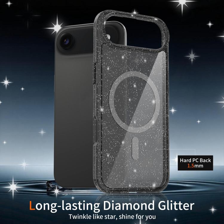 For iPhone Air Clear Glitter Magnetic PC Hybrid TPU Phone Case