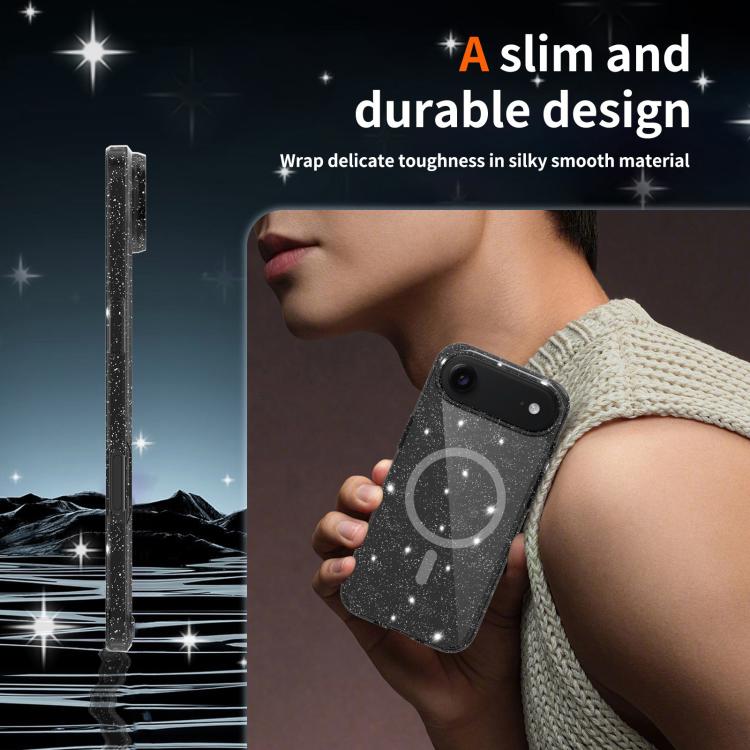 For iPhone Air Clear Glitter Magnetic PC Hybrid TPU Phone Case