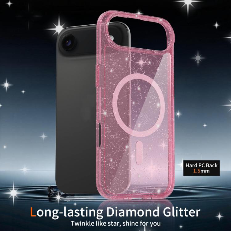 For iPhone Air Clear Glitter Magnetic PC Hybrid TPU Phone Case