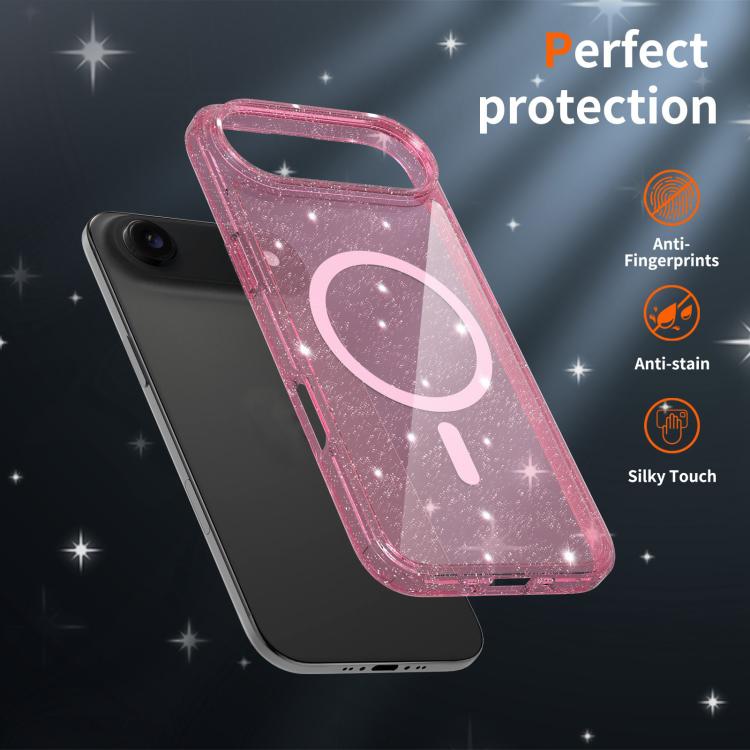 For iPhone Air Clear Glitter Magnetic PC Hybrid TPU Phone Case