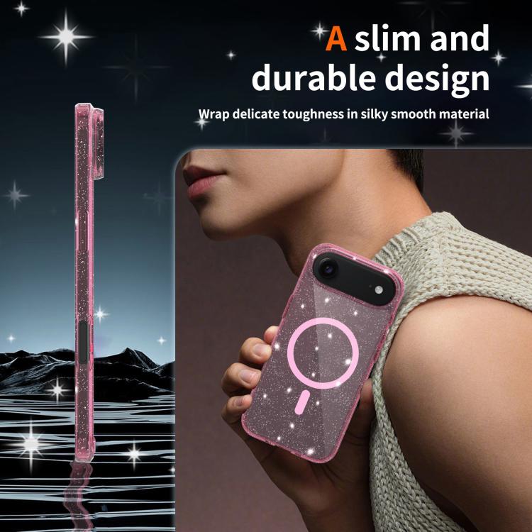 For iPhone Air Clear Glitter Magnetic PC Hybrid TPU Phone Case